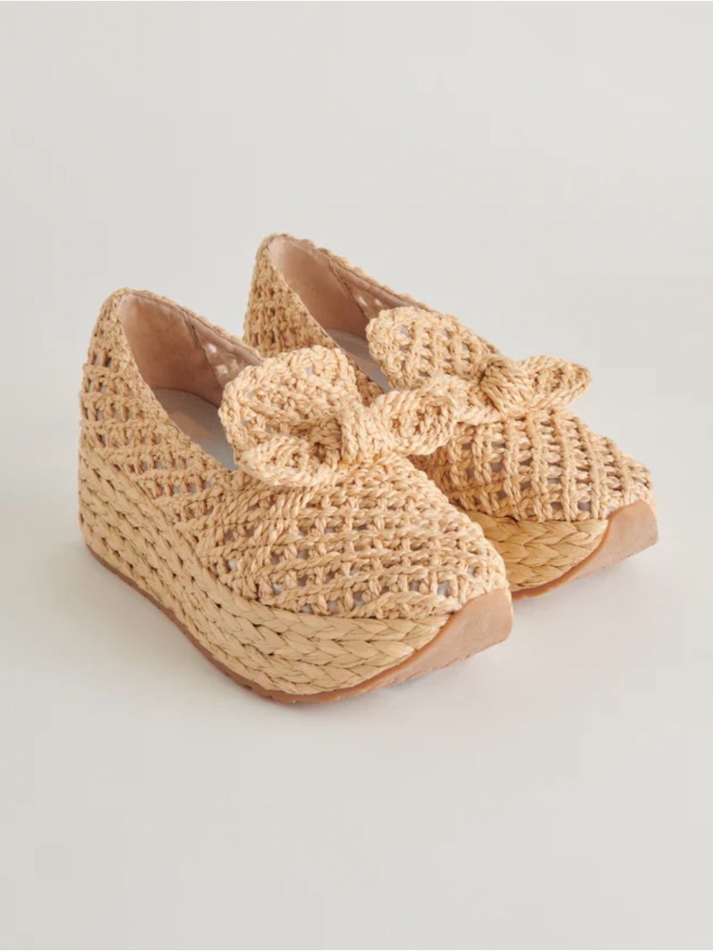 Dolce Vita Jaka Espadrille Wedge LT Natural Raffia Bow Shoes Size 8 BNWB - Picture 3 of 15
